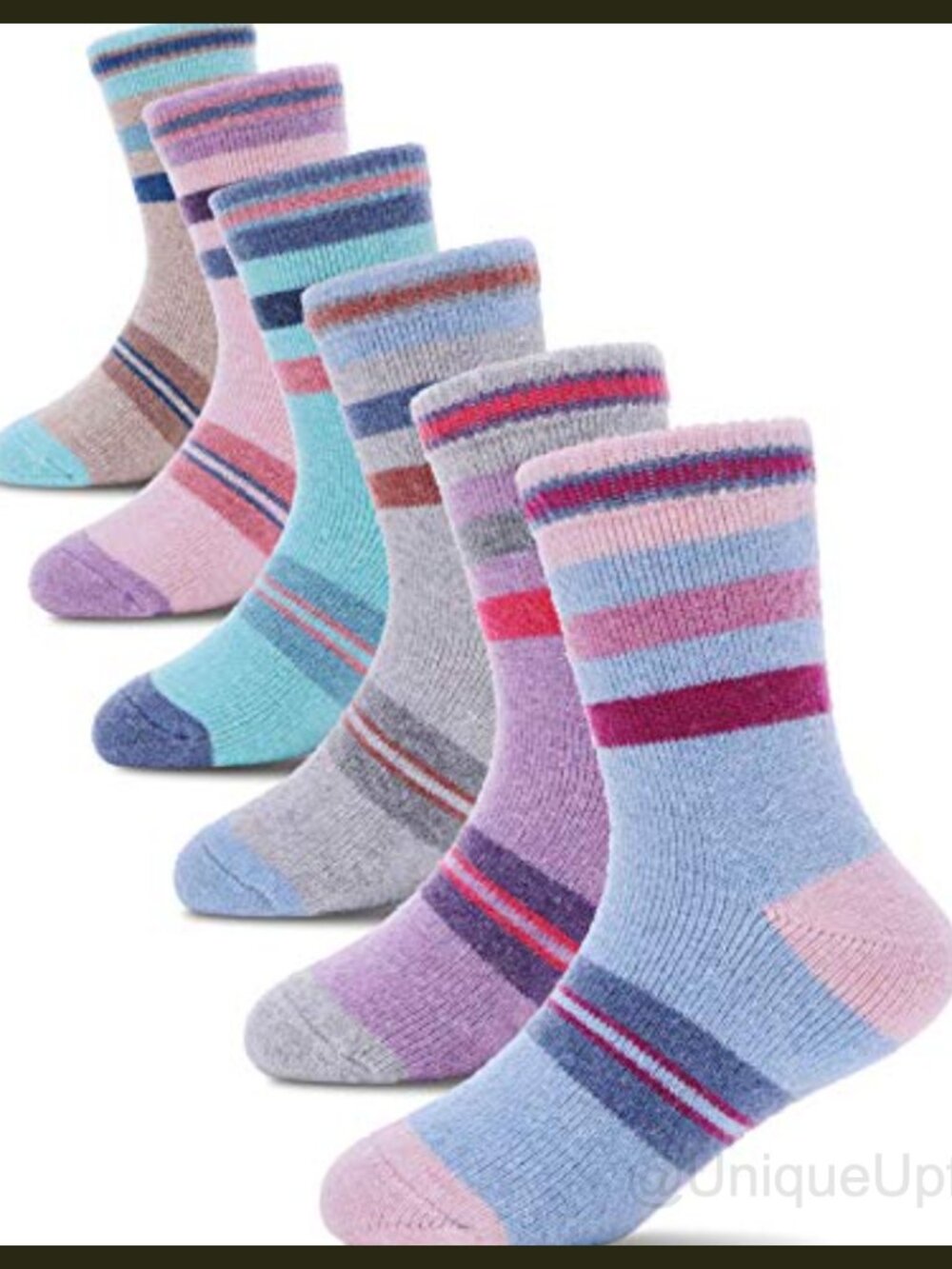 Merino Wool Kids Socks 6 Pack Thick Thermal Warm Winter Hiking Crew